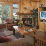 Eagle Crest Resort living area with fireplace
